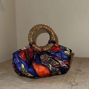 Elegant Multicolor Women's Puff Bag with Gold Accents